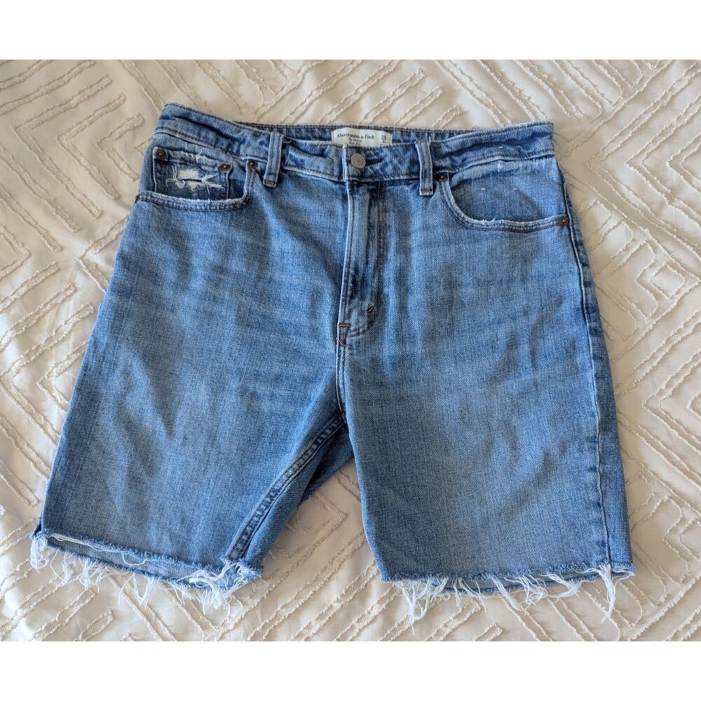 Abercrombie & Fitch Curve Love High Rise Bermuda Denim Shorts Women's Size 28 6